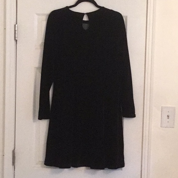 New Sourpuss Black Velvet Long Sleeve Dress With Mesh V Neck - Picture 5 of 7